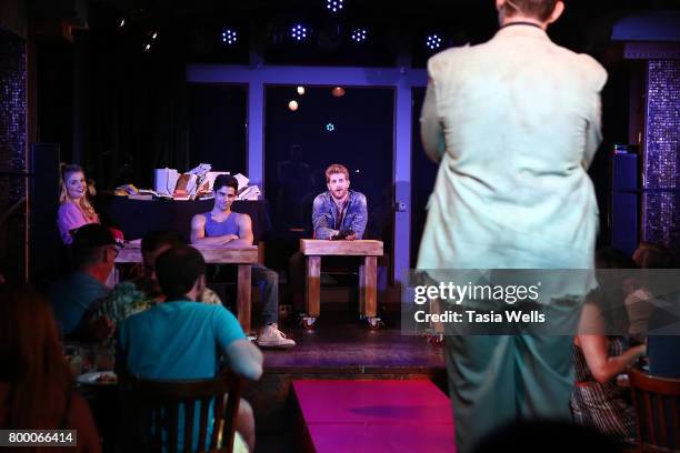 Actors Max Ehrich, Jonah Platt, Lana McKissack, Anna Grace Barlow, Jimmy Ray Bennet and Garrett Clayton perform onstage at The Fuse Project's...