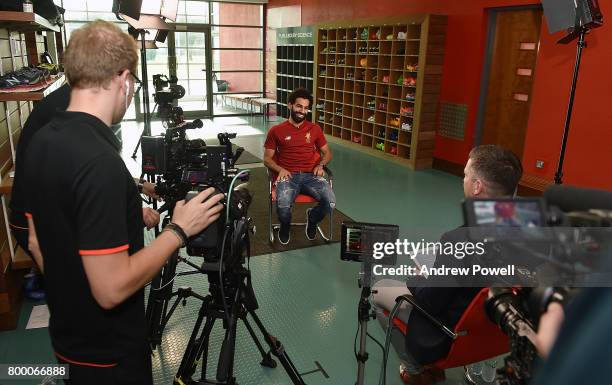 Mohamed Salah new signing for Liverpool at Melwood Training Ground on June 22, 2017 in Liverpool, England.