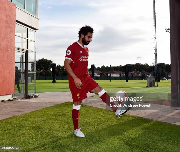 Mohamed Salah new signing for Liverpool at Melwood Training Ground on June 22, 2017 in Liverpool, England.