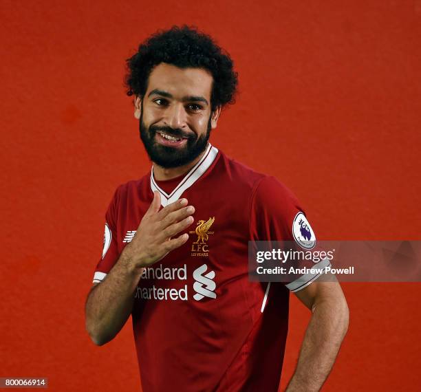 Mohamed Salah new signing for Liverpool at Melwood Training Ground on June 22, 2017 in Liverpool, England.