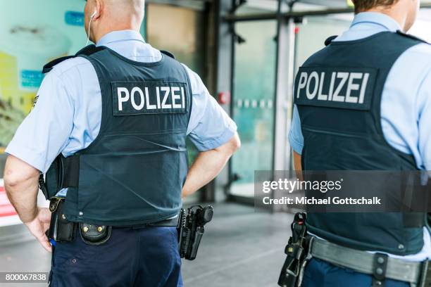 Officers of German Bundespolizei or Federal Police at Berlin Central Train Station on June 23, 2017 in Berlin, Germany.
