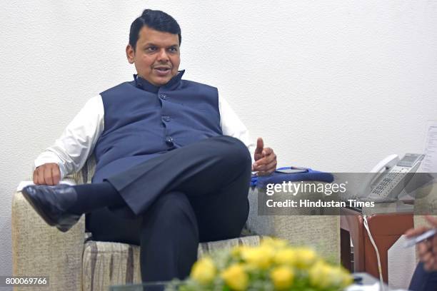 Maharashtra Chief Minister Devendra Fadnavis during an exclusive interview with Hindustan Times, at his residence, on June 21, 2017 in Mumbai, India.