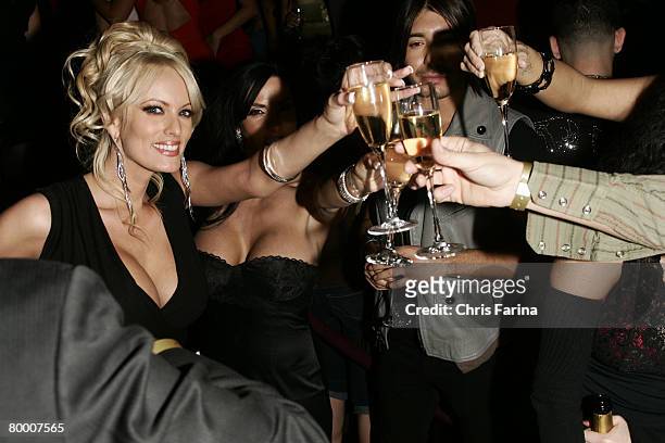 Actress Stormy Daniels poses for photos at a naughty night to remember at TAO Nightclub at The Venetian Hotel and Casino Resort on January 12, 2008...