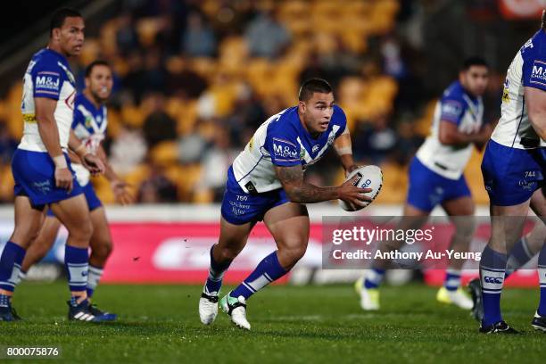 Michael Lichaa of the Bulldogs in action during the round 16 NRL match between the New Zealand Warriors and the Canterbury Bulldogs at Mt Smart...