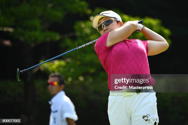 Jiyai Shin of South Korea hits her tee shot on the 2nd hole during the second round of the Earth Mondamin Cup at the Camellia Hills Country Club on...