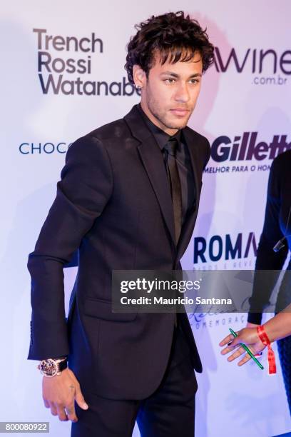 Neymar Jr. Poses before a benefit auction at Hotel Unique on June 22, 2017 in Sao Paulo, Brazil.