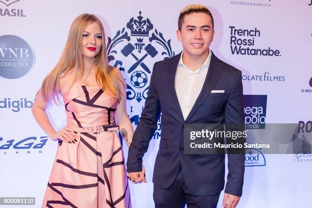 Whindersson Nunes and Luisa Sonza poses before a benefit auction at Hotel Unique on June 22, 2017 in Sao Paulo, Brazil.