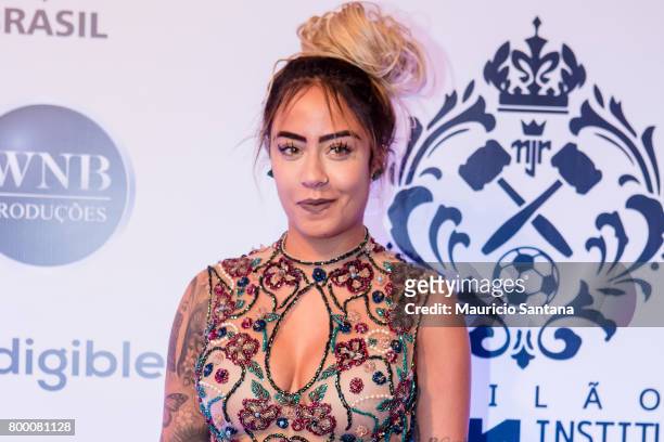 Rafaella Santos, Neymar Jr sister poses before a benefit auction at Hotel Unique on June 22, 2017 in Sao Paulo, Brazil.
