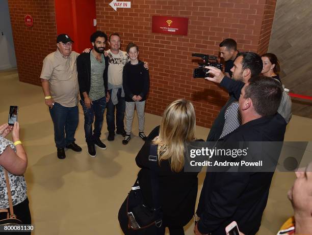 Mohamed Salah new signing for Liverpool visits Anfield on June 23, 2017 in Liverpool, England.