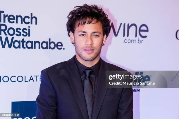 Neymar Jr. Poses before a benefit auction at Hotel Unique on June 22, 2017 in Sao Paulo, Brazil.