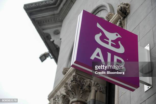 Sign hangs outside a bank branch of Allied Irish Banks Plc in Dublin, Ireland, on Friday, June 23, 2017. Ireland raised about 3 billion euros selling...