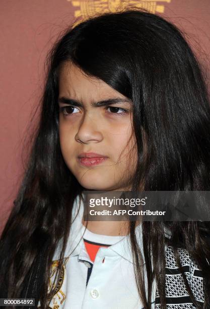 Prince Michael "Blanket" Jackson arrives at the Michael Jackson The Immortal World Tour in Los Angeles, California, on January 27, 2012. AFP...