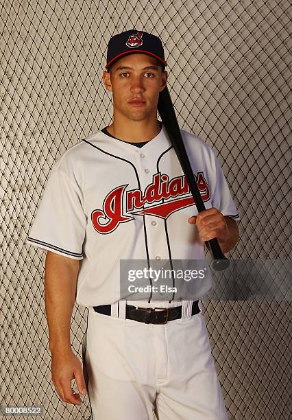 Grady Sizemore of the Cleveland Indians poses during Photo Day on February 26, 2008 at Chain O' Lakes in Winter Haven, Florida.