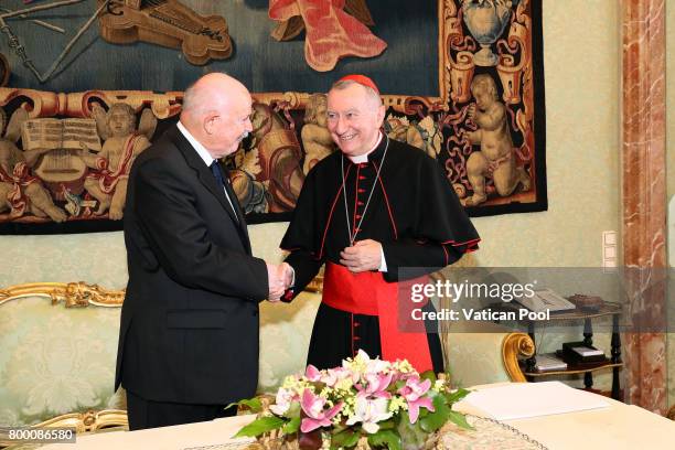 Vatican Secretary of State cardinal Pietro Parolin meets the Lieutenant of Grand Master of The Sovereign Military Order Of Malta Fra Giacomo Dalla...