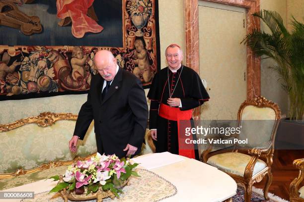 Vatican Secretary of State cardinal Pietro Parolin meets the Lieutenant of Grand Master of The Sovereign Military Order Of Malta Fra Giacomo Dalla...