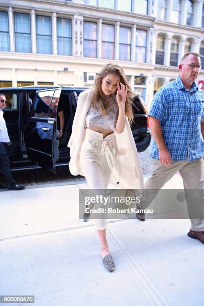 Gigi Hadid seen out in Manhattan on June 22, 2017 in New York City.