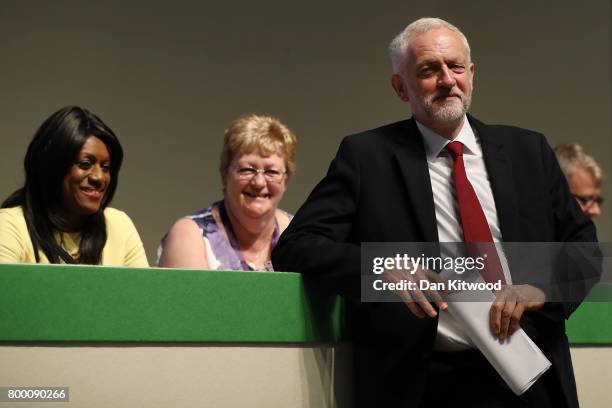 Labour Leader Jeremy Corbyn waits to speak to delegates at the Unison Conference on June 23, 2017 in Brighton, England. The Labour Party leader...