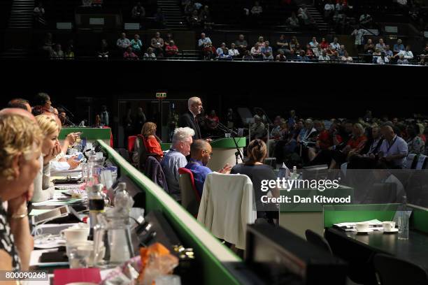 Labour Leader Jeremy Corbyn speaks to delegates at the Unison Conference on June 23, 2017 in Brighton, England. The Labour Party leader addressed the...