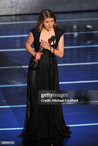 Musician Marketa Irglova onstage during the 80th Annual Academy Awards at the Kodak Theatre on February 24, 2008 in Los Angeles, California.