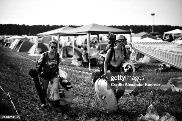 Festival goer arrive during the Hurricane Festival 2017 on June 22, 2017 in Scheessel, Germany. 75.000 visitors are expected until sunday at the...