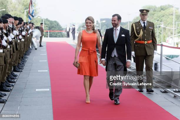 Prince Guillaume of Luxembourg and Princess Stephanie arrive at Luxembourg Philarmonie hall for official reception of National Day on June 23, 2017...