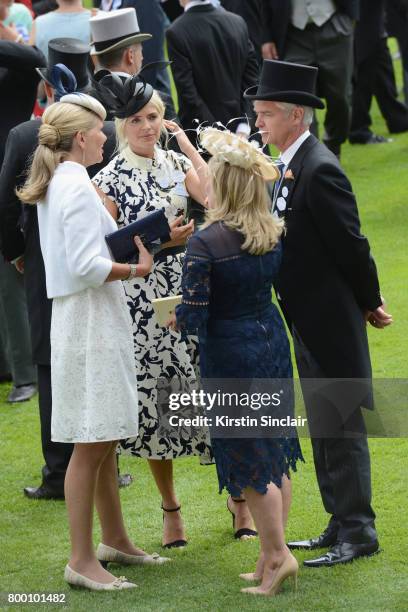 Mrs Mark Davies, Holly Willoughby, Stephanie Lowe and Phillip Schofield attend day 4 of Royal Ascot 2017 at Ascot Racecourse on June 23, 2017 in...