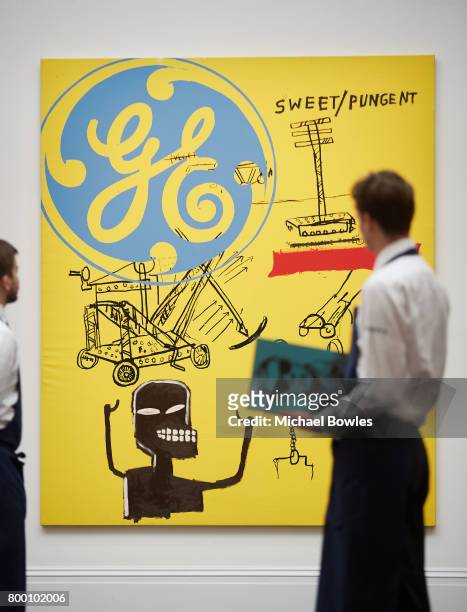 Jean-Michel Basquiat's New Flame, 1985 goes on view at Sotheby's on June 23, 2017 in London, England.