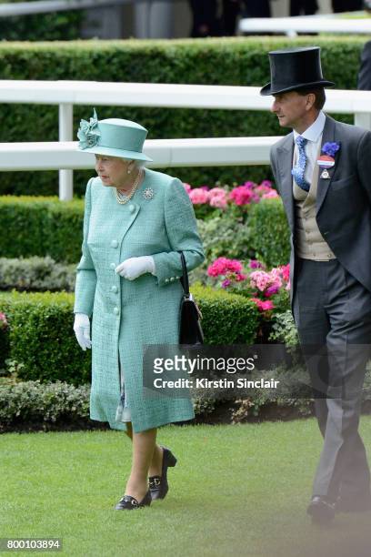 Queen Elizabeth II and Johnny Weatherby attend day 4 of Royal Ascot 2017 at Ascot Racecourse on June 23, 2017 in Ascot, England.