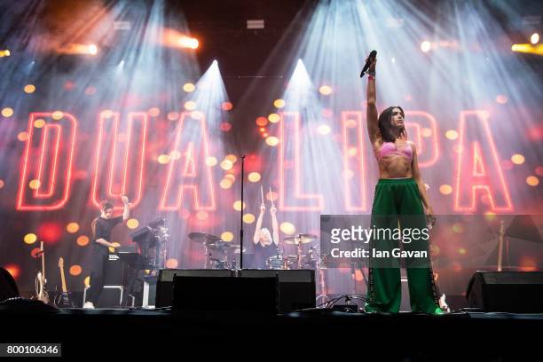 Dua Lipa performs on the John Peel Stage on day 2 of the Glastonbury Festival 2017 at Worthy Farm, Pilton on June 23, 2017 in Glastonbury, England.