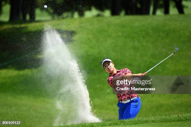 Sakura Kito of Japan chips onto the 5th green during the second round of the Earth Mondamin Cup at the Camellia Hills Country Club on June 23, 2017...