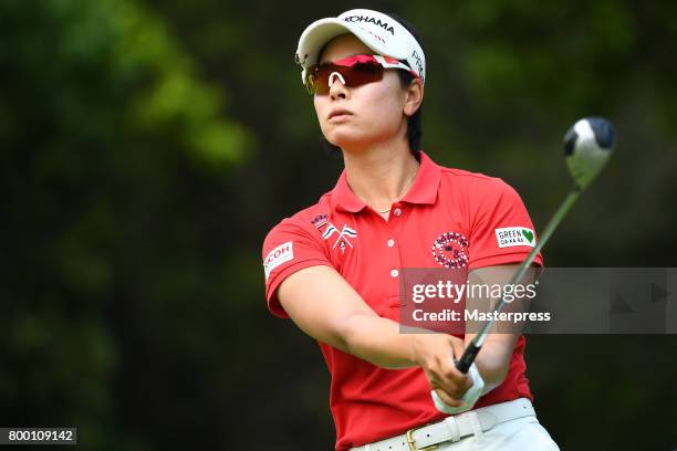 Rikako Morita of Japan looks on during the second round of the Earth Mondamin Cup at the Camellia Hills Country Club on June 23, 2017 in Sodegaura,...