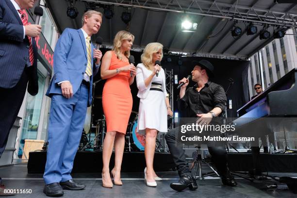 Steve Doocy, Jillian Mele, Ainsley Earhardt, Janice Dean and Gavin Degraw attend Fox & Friends' All-American Summer Concert Series at FOX Studios on...