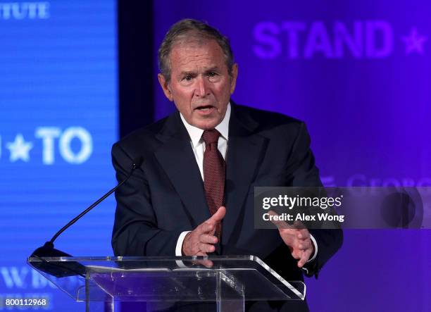 Former U.S. President George W. Bush speaks during a conference at the U.S. Chamber of Commerce June 23, 2017 in Washington, DC. The George W. Bush...