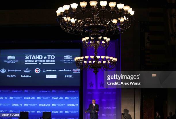 Former U.S. President George W. Bush speaks during a conference at the U.S. Chamber of Commerce June 23, 2017 in Washington, DC. The George W. Bush...