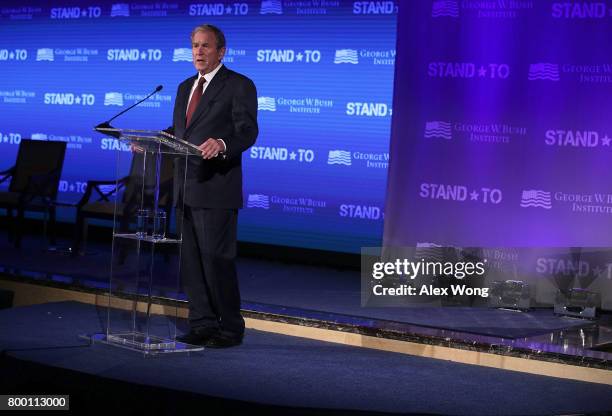 Former U.S. President George W. Bush speaks during a conference at the U.S. Chamber of Commerce June 23, 2017 in Washington, DC. The George W. Bush...