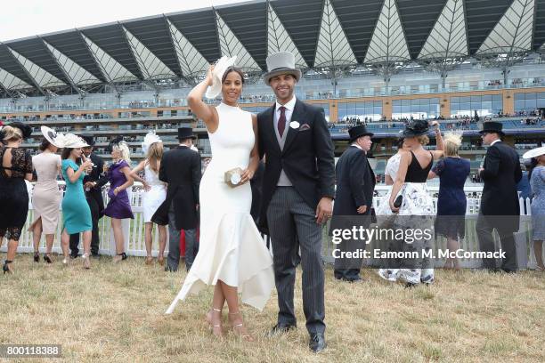 Rochelle Humes and Marvin Humes in the Winning Post Gardens on day 4 of Royal Ascot at Ascot Racecourse on June 23, 2017 in Ascot, England.