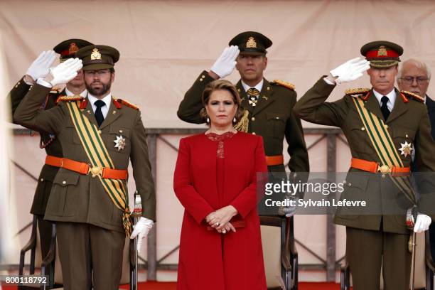 Prince Guillaume of Luxembourg, Grand Duchess Maria Teresa of Luxembourg, Grand Duke Henri of Luxembourg attend National Day parade on June 23, 2017...