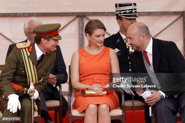 Grand Duke Henri of Luxembourg, Princess Stephanie and Defense Minister Etienne Schneider attend National Day parade on June 23, 2017 in Luxembourg,...