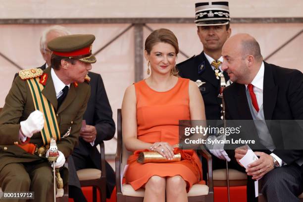 Grand Duke Henri of Luxembourg, Princess Stephanie and Defense Minister Etienne Schneider attend National Day parade on June 23, 2017 in Luxembourg,...