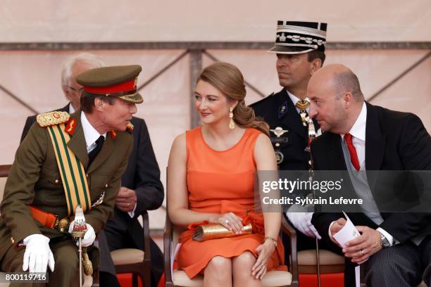 Grand Duke Henri of Luxembourg, Princess Stephanie and Defense Minister Etienne Schneider attend National Day parade on June 23, 2017 in Luxembourg,...