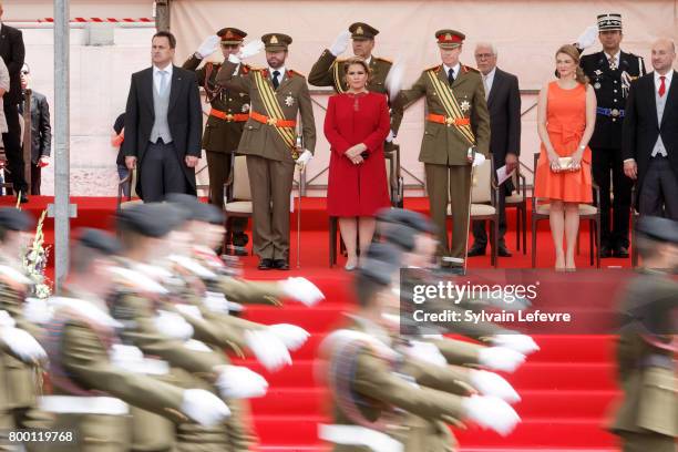 Prime Minister Xavier Bettel, Prince Guillaume of Luxembourg, Grand Duchess Maria Teresa of Luxembourg, Grand Duke Henri of Luxembourg, Princess...