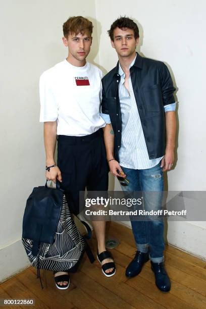 Actors of the TV Series "13 Reasons Why"; Tommy Dorfman and Brandon Flynn attend the Cerruti Menswear Spring/Summer 2018 show as part of Paris...