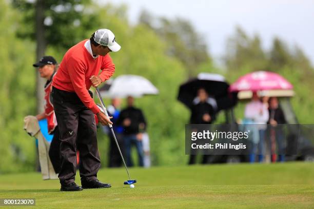 Santiago Luna of Spain in action during the final round of the European Tour Properties Senior Classic played at Linna Golf on June 23, 2017 in...