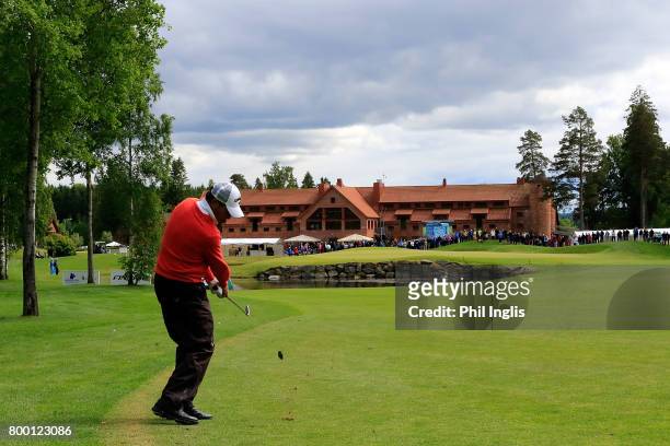 Santiago Luna of Spain in action during the final round of the European Tour Properties Senior Classic played at Linna Golf on June 23, 2017 in...
