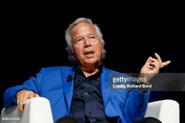 Founder, Chairman and CEO of the Kraft Group Robert Kraft speaks during the Cannes Lions Festival 2017 on June 23, 2017 in Cannes, France.