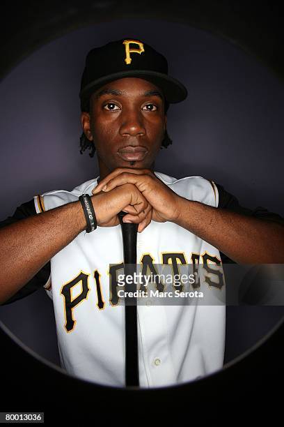 Outfielder Andrew McCutchen of the Pittsburgh Pirates poses for a photo during spring training media day on February 24, 2008 at Pirate City in...
