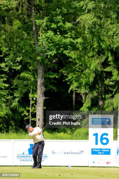 Jose Manuel Carriles of Spain in action during the final round of the European Tour Properties Senior Classic played at Linna Golf on June 23, 2017...