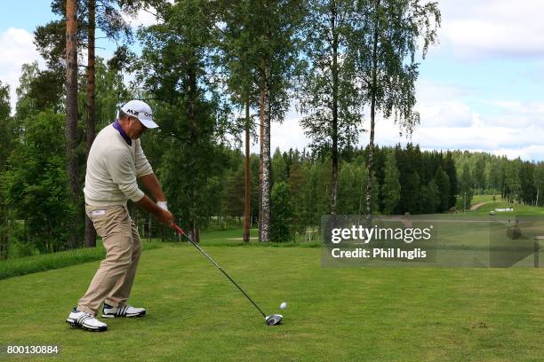 Clark Dennis of United States in action during the final round of the European Tour Properties Senior Classic played at Linna Golf on June 23, 2017...