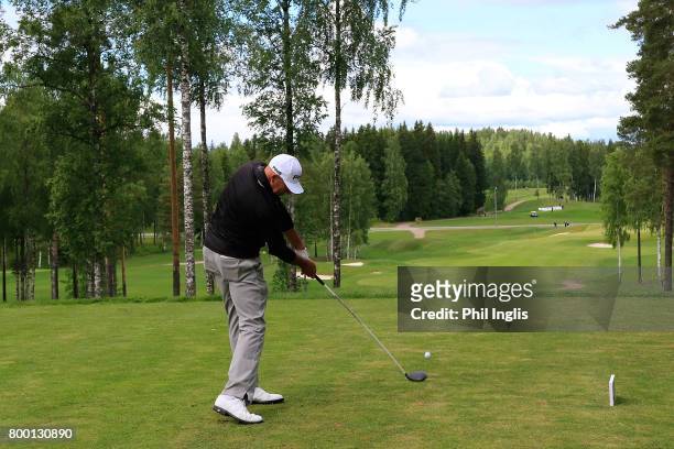 Peter Fowler of Australia in action during the final round of the European Tour Properties Senior Classic played at Linna Golf on June 23, 2017 in...