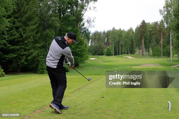 David Gilford of England in action during the final round of the European Tour Properties Senior Classic played at Linna Golf on June 23, 2017 in...